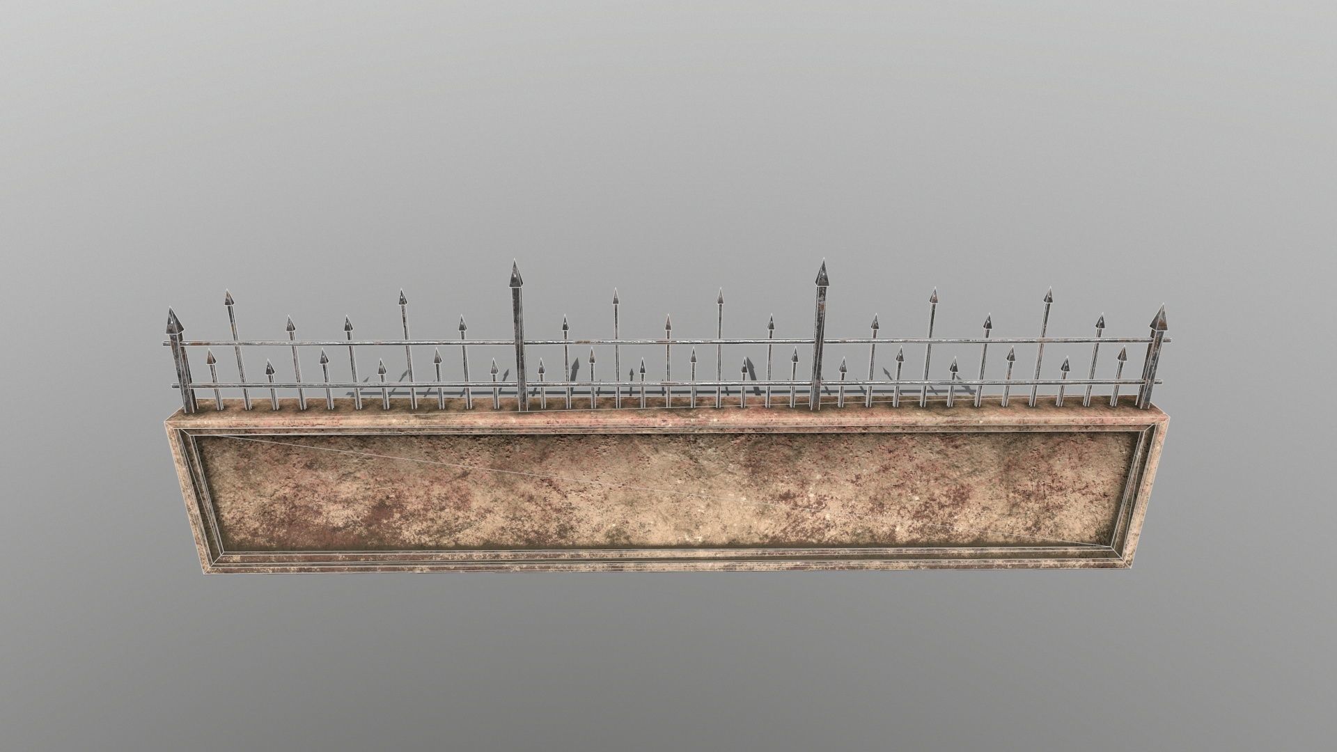 wall set stone with iron railings Low-poly 3D model_11