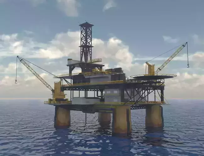 Oil rig textured 3D model