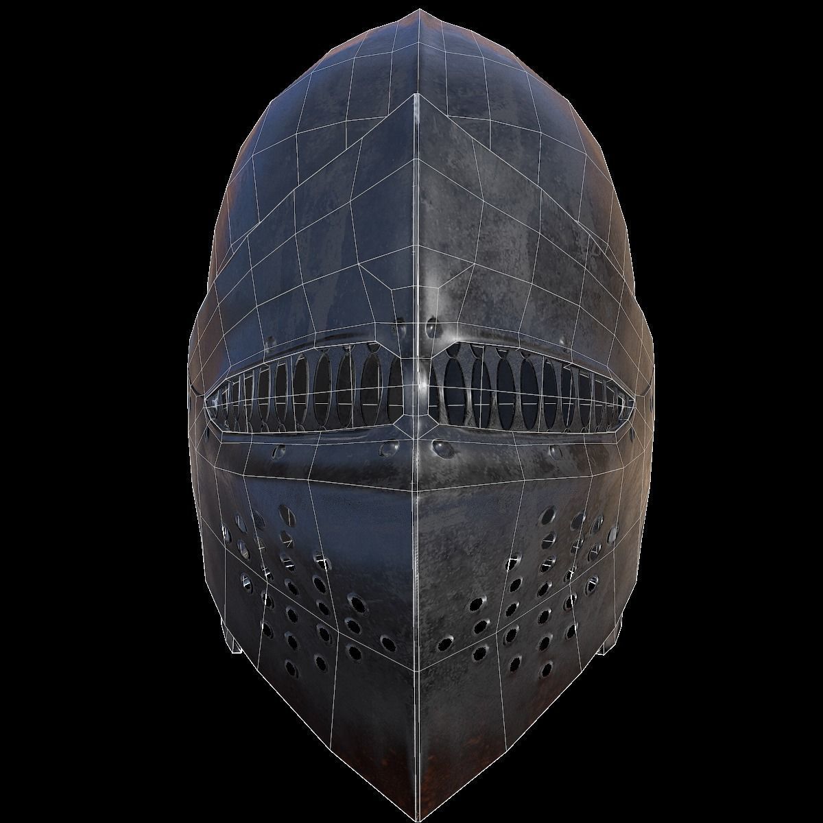 Knight helmet Low-poly 3D model_8