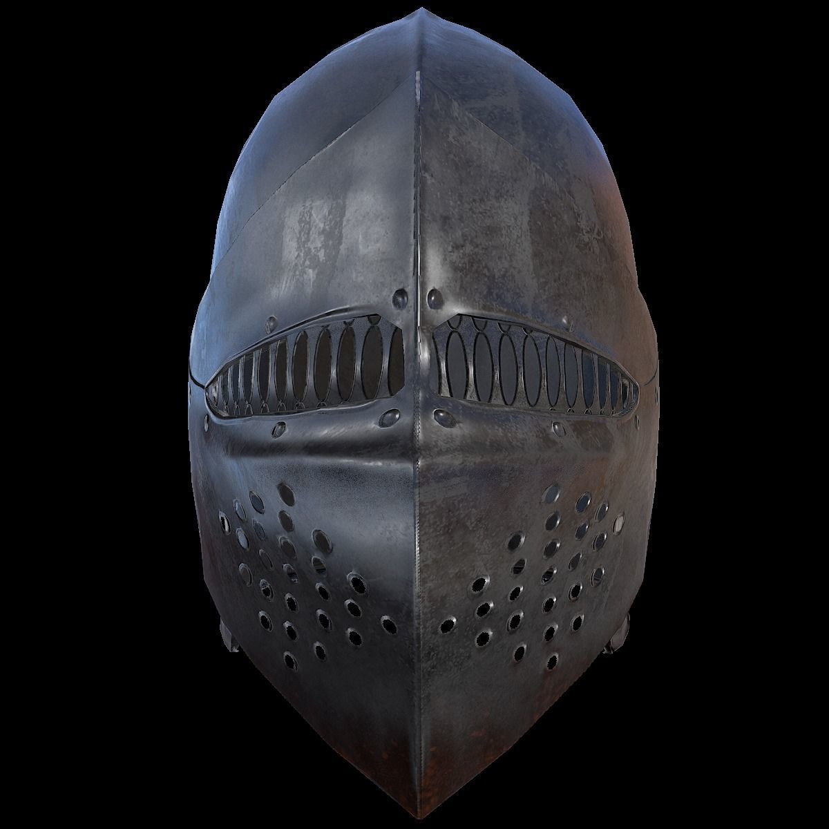 Knight helmet Low-poly 3D model_2