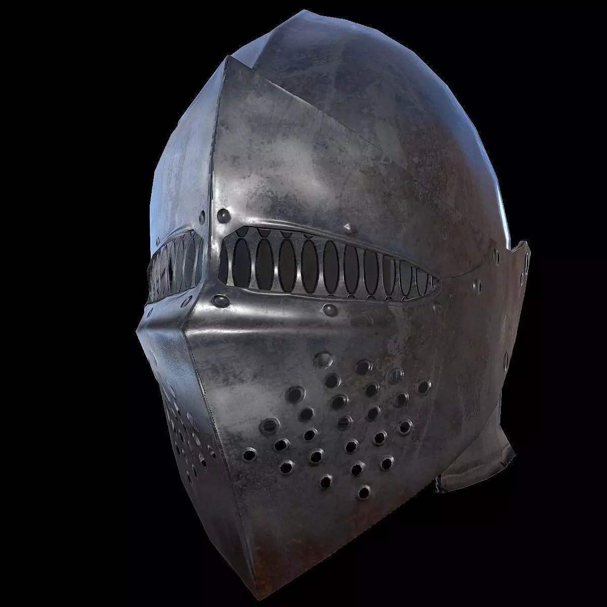 Knight helmet Low-poly 3D model_0