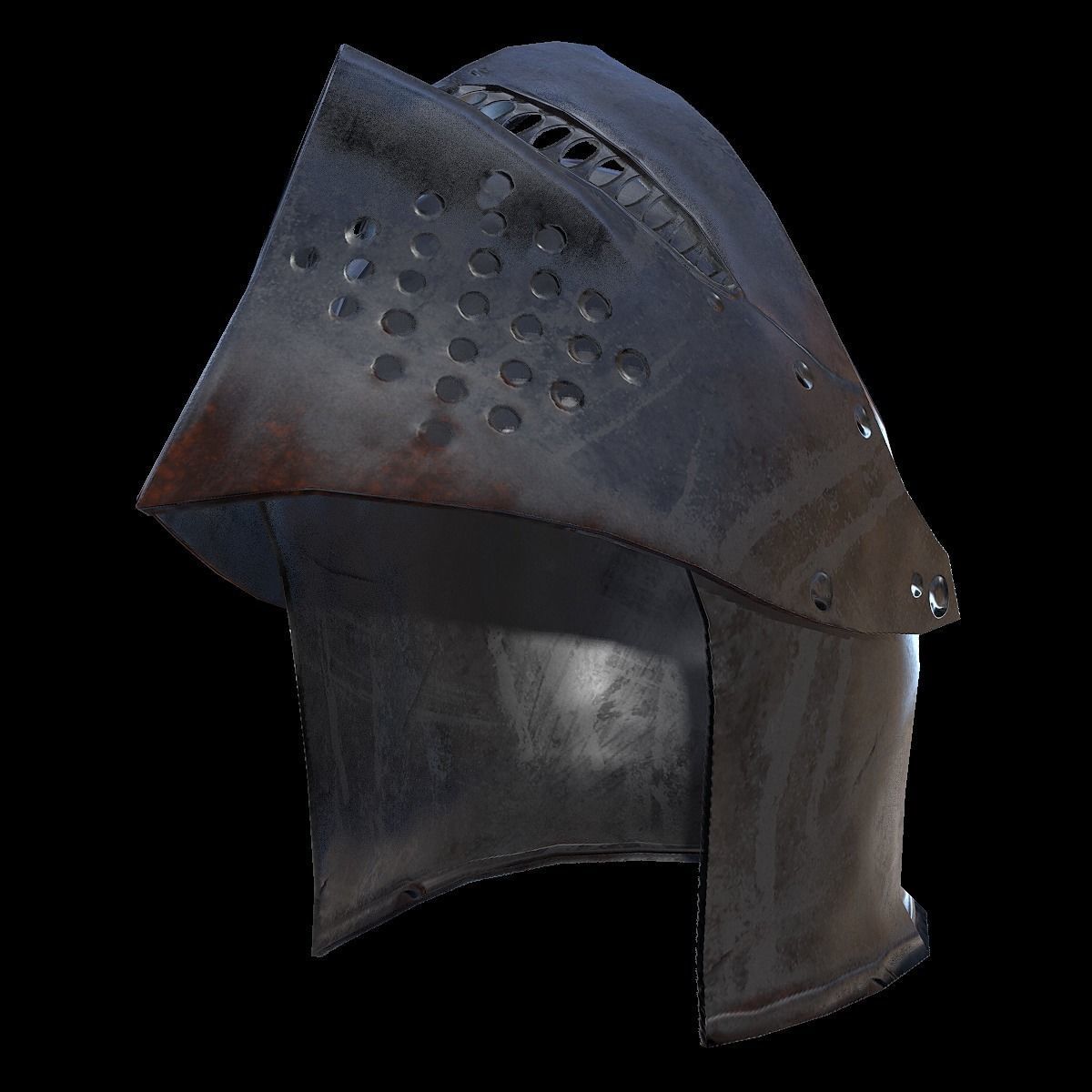 Knight helmet Low-poly 3D model_6