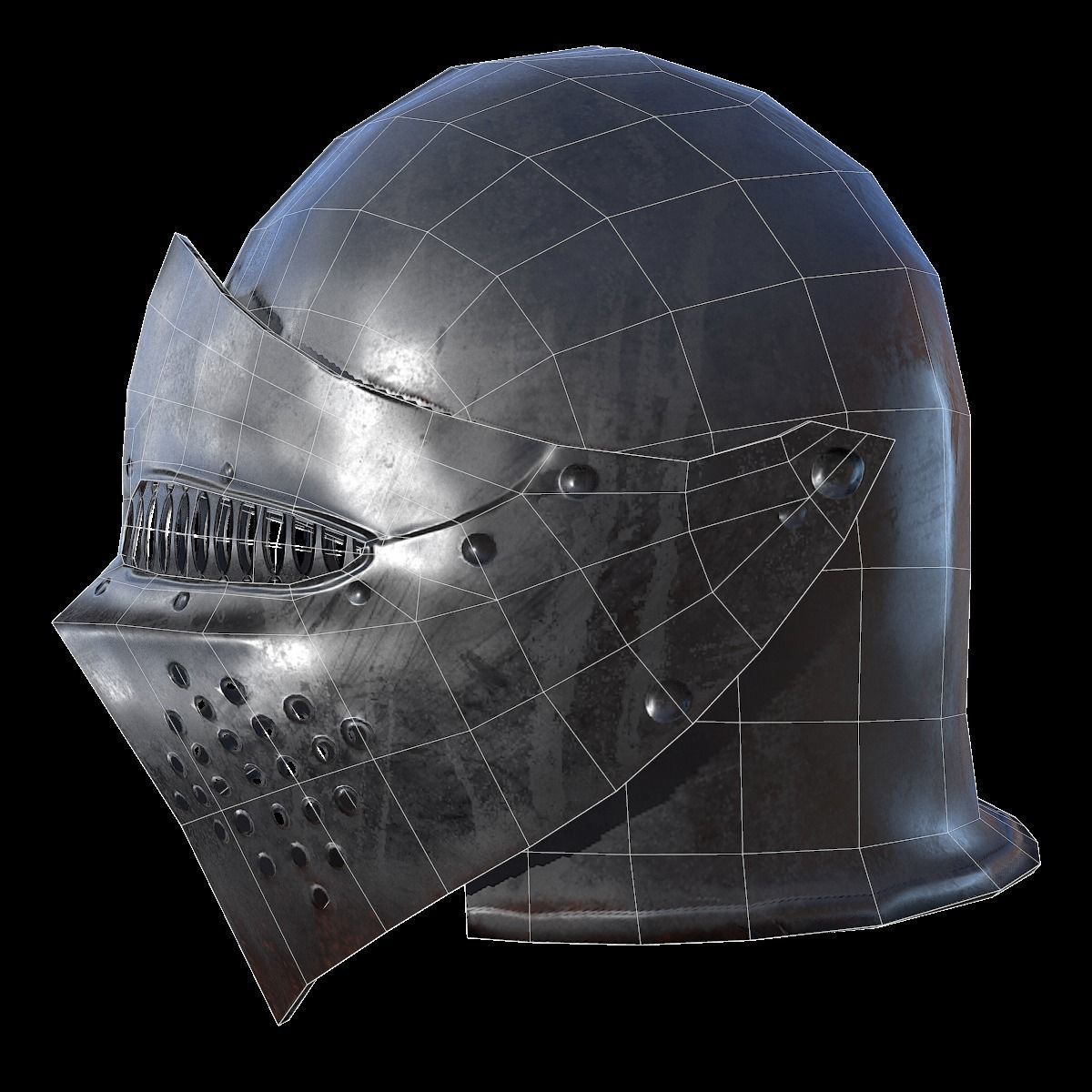 Knight helmet Low-poly 3D model_10