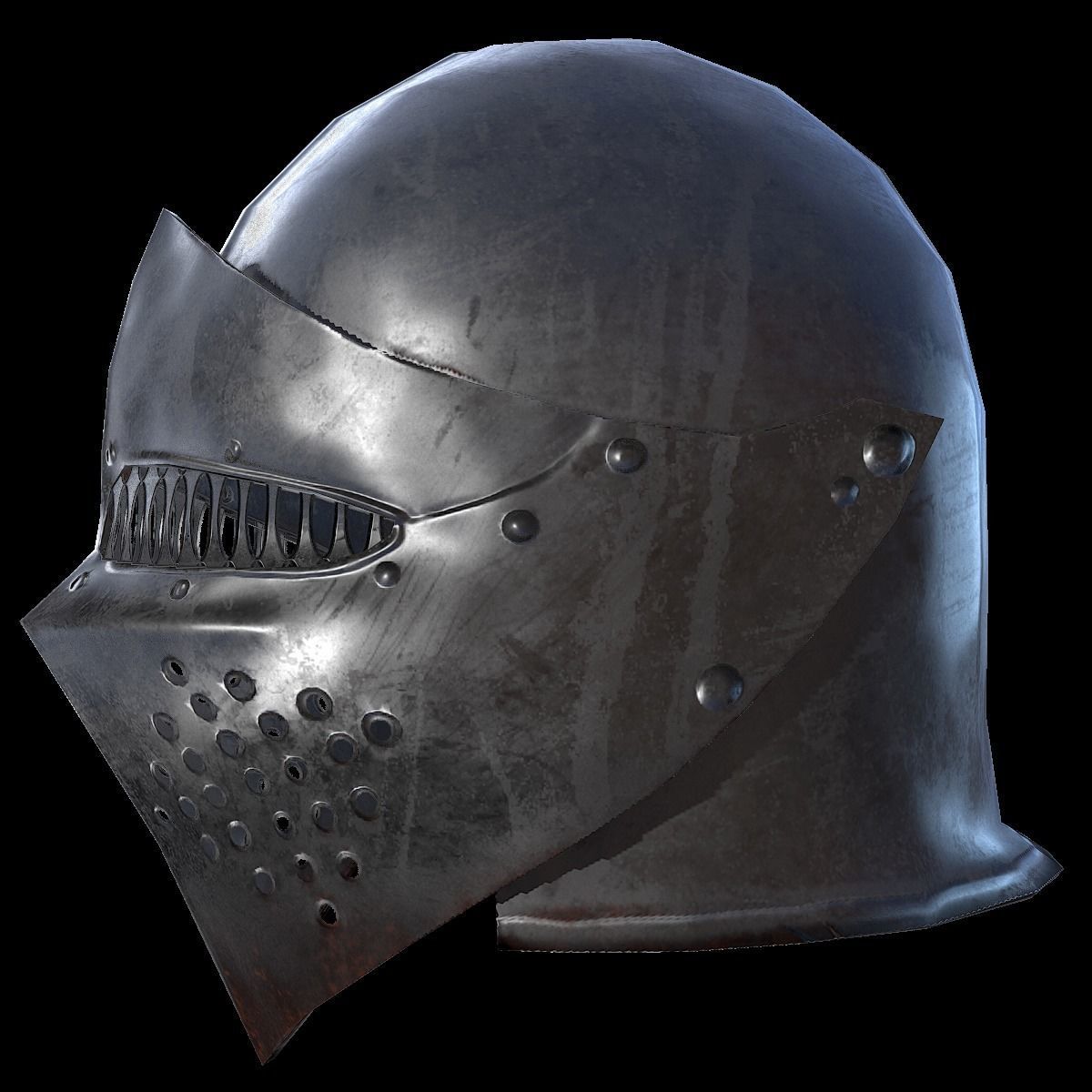 Knight helmet Low-poly 3D model_1