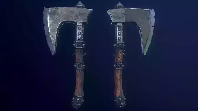 Stylized Fantasy Low Poly Axe PBR Low-poly 3D model