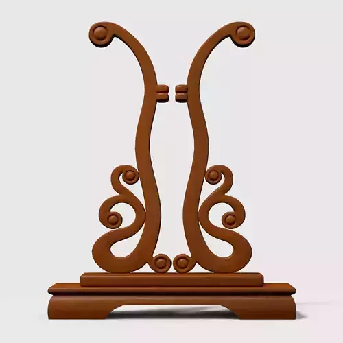 Chinese Traditional Palace Hand Fan Wooden Stand