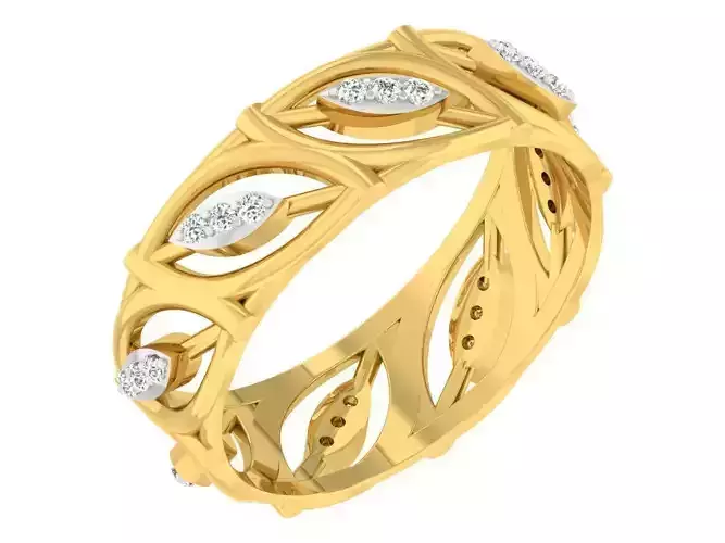 Leaf Design Engagement Ring With Diamonds