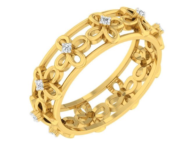 Floral Design Engagement Ring With Diamonds 8 3D print model