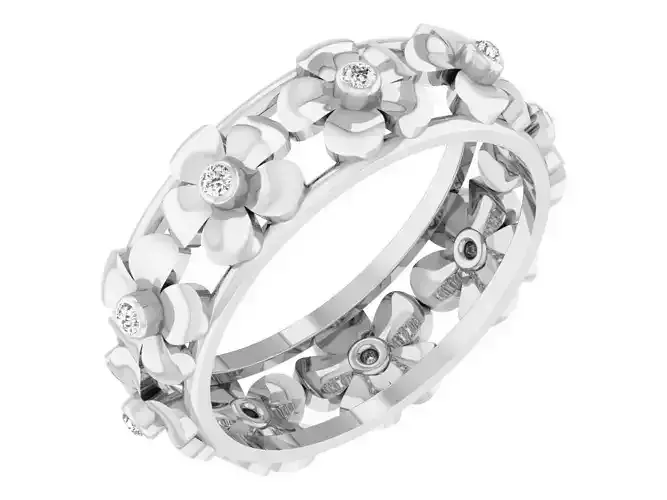 Floral Design Engagement Ring With Diamonds 10