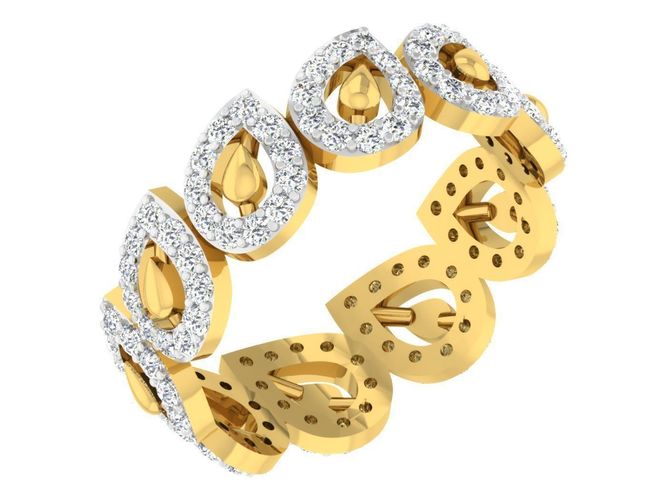 Leaf Design Engagement Ring With Diamonds 1 3D print model