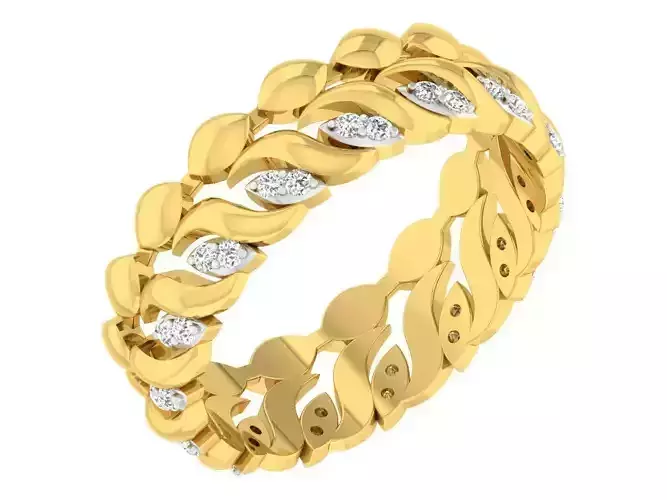 Leaf Design Engagement Ring With Diamonds 2