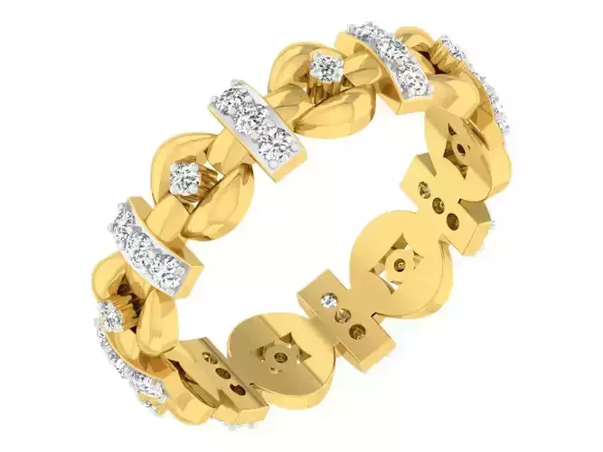 Chain Design Engagement Ring With Diamonds 3D print model