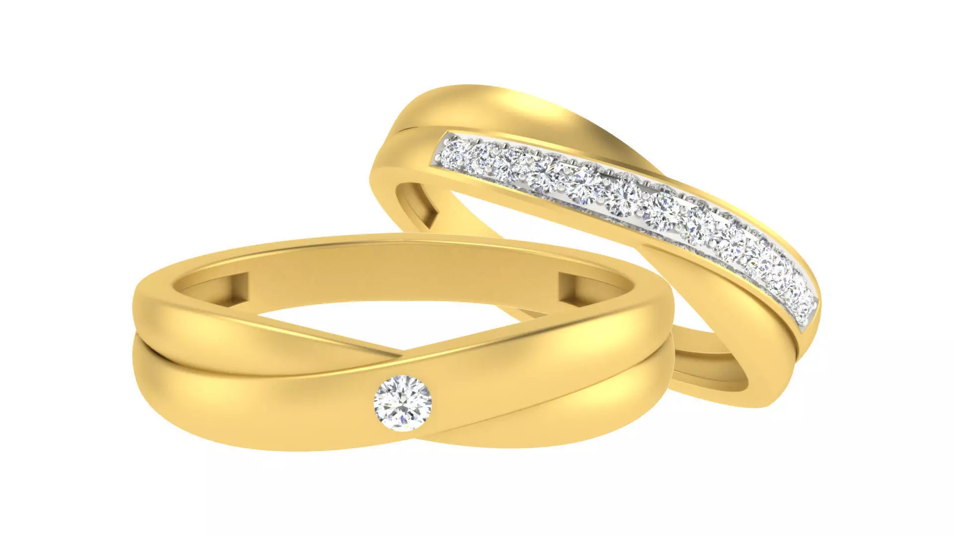 Spiral Golden Engagement Ring With Diamonds 4 3D print model
