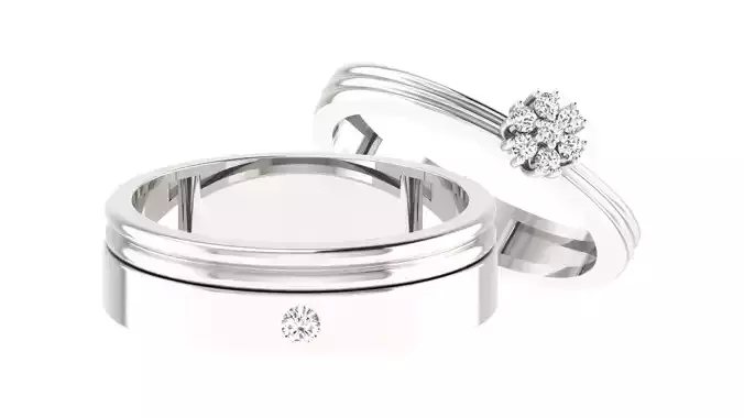Silver Color Floral Engagement Ring With Diamonds 3D print model