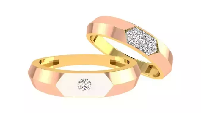 Multicolor Couple Rings With Diamonds