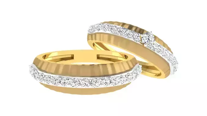 Gold Color Engagement Ring With Diamonds 70 3D print model