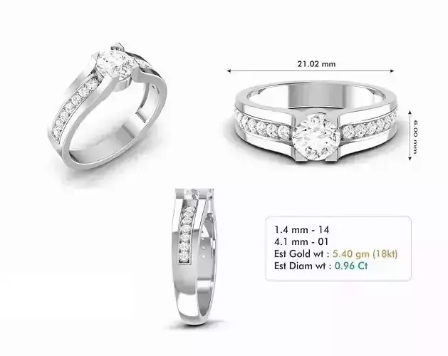 Silver Color Engagement Ring With Diamonds 6