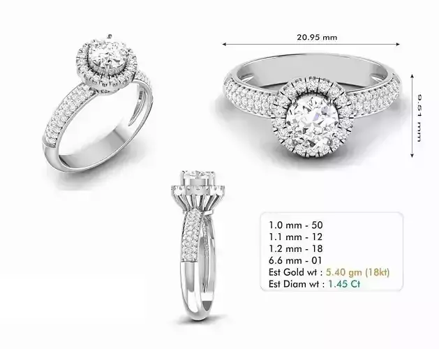 Round Halo Engagement Ring With Diamonds 5