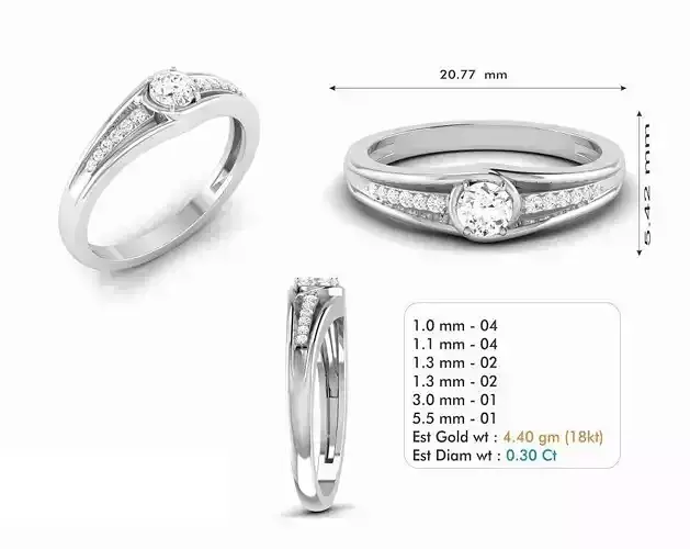 Silver Color Engagement Ring With Diamonds 8