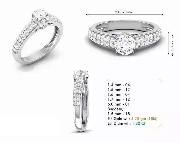 Silver Color Engagement Ring With Diamonds 10