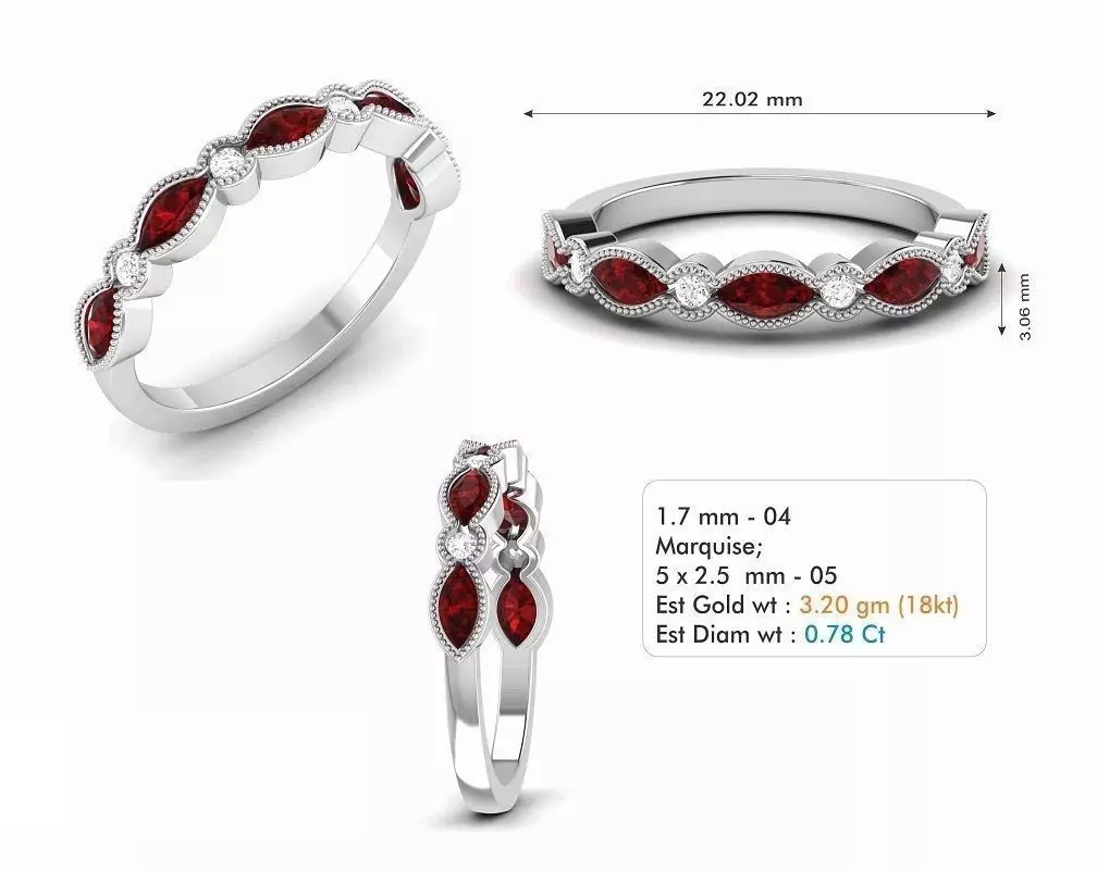 Engagement Ring With Ruby and Diamonds 2 3D print model_0