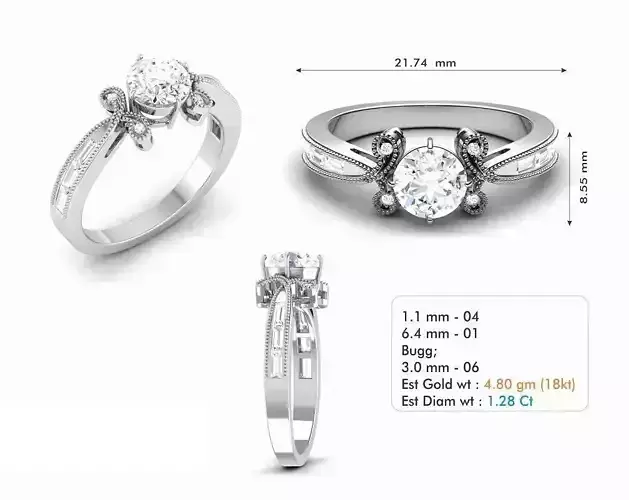 Silver Color Engagement Ring With Diamonds 14