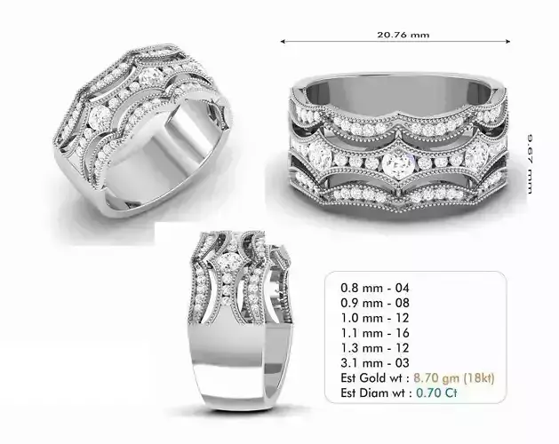 Wide Band Engagement Ring With Diamonds 21