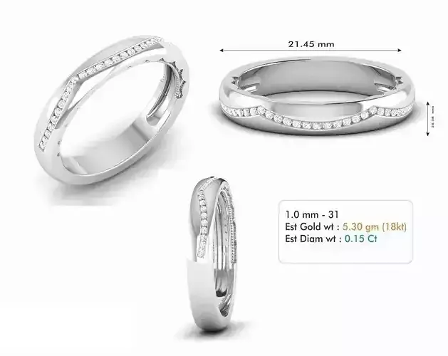 Thin Silver Color Engagement Ring With Diamonds 1