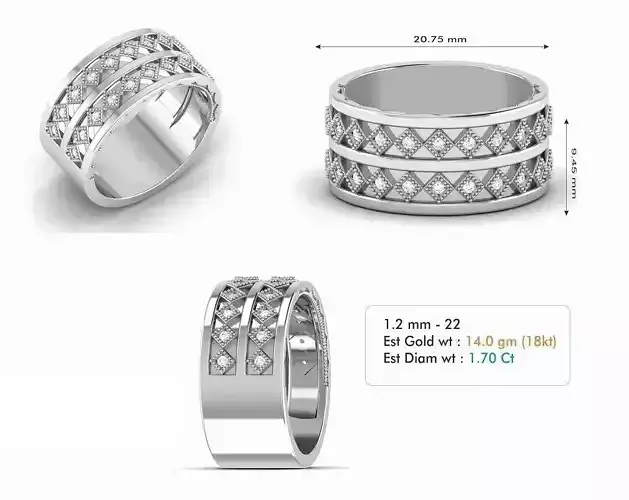 Wide Band Engagement Ring With Diamonds 23