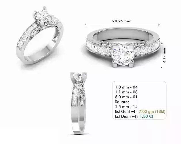 Silver Color Engagement Ring With Diamonds 32