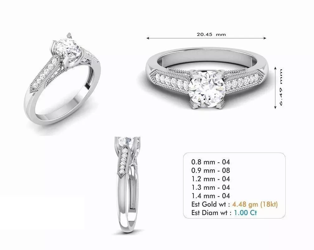 Silver Color Engagement Ring With Diamonds 33 3D print model_0