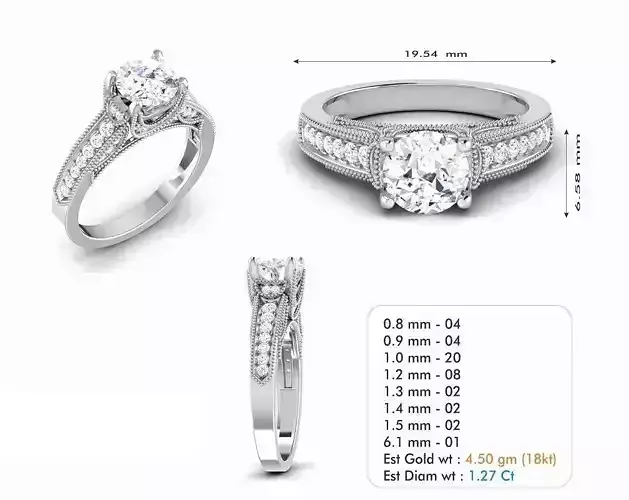 Silver Color Engagement Ring With Diamonds 34