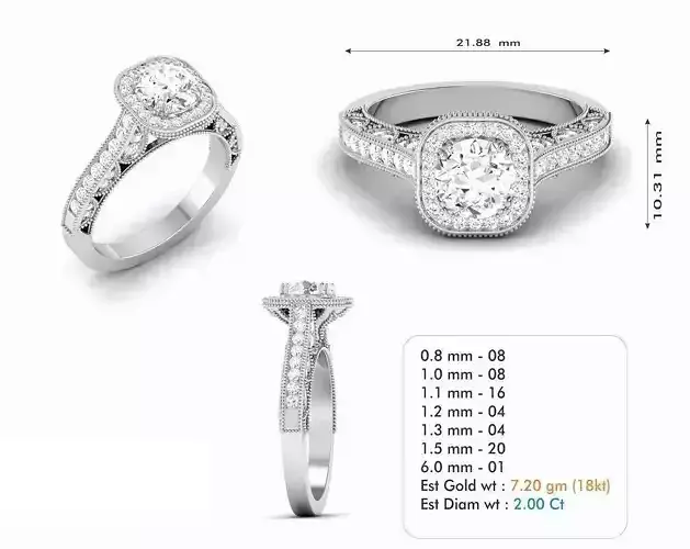 Silver Color Halo Engagement Ring With Diamonds 1