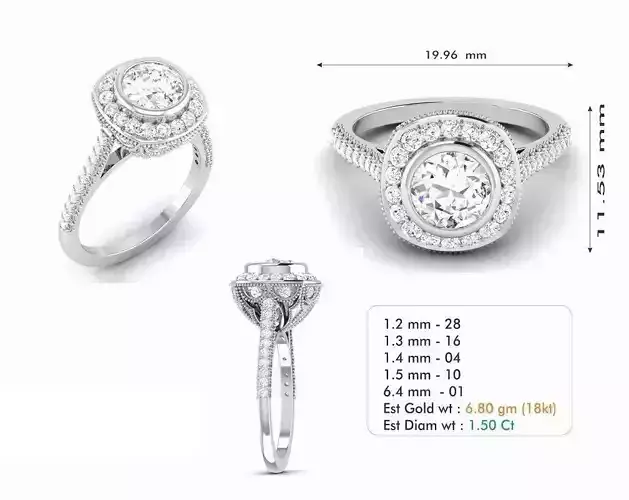 Round Halo Engagement Ring With Diamonds 8