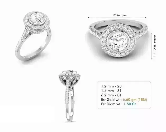 Round Halo Engagement Ring With Diamonds 9