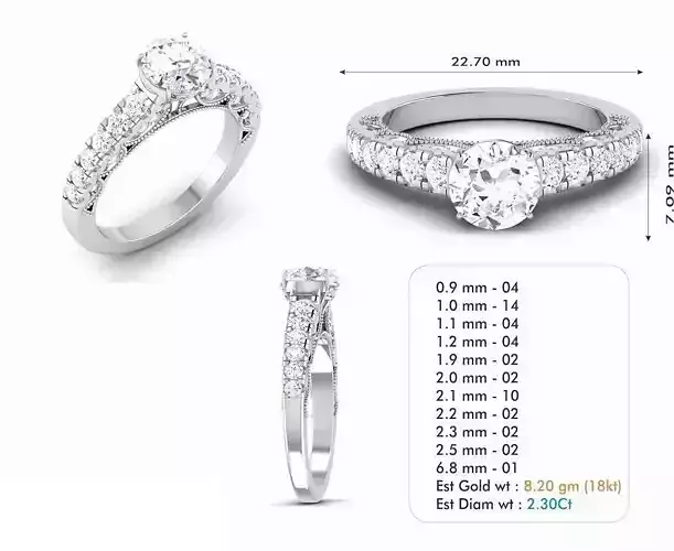 Silver Color Engagement Ring With Diamonds 37