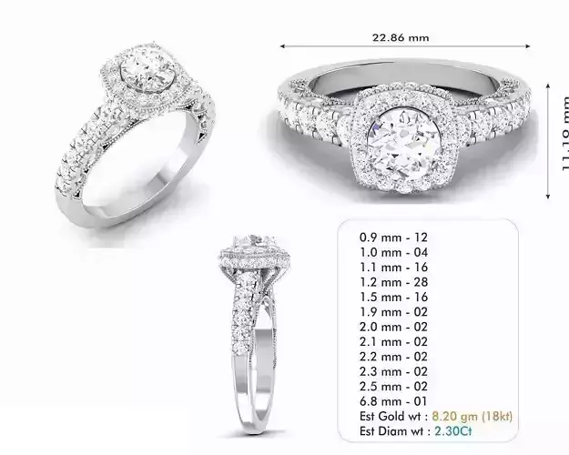 Round Halo Engagement Ring With Diamonds 10