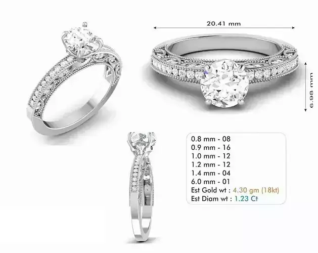 Modern Silver Engagement Ring With Diamonds 1