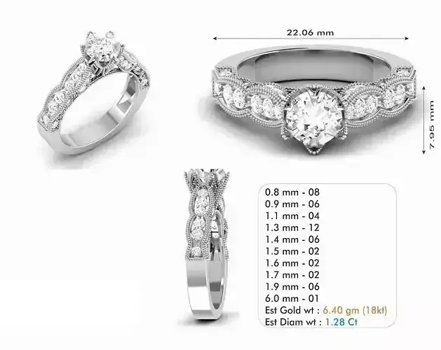 Silver Color Engagement Ring With Diamonds 38