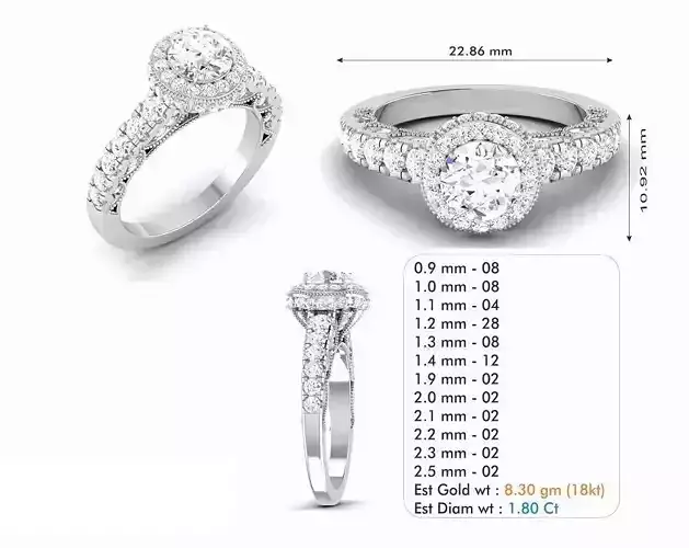 Round Halo Engagement Ring With Diamonds 12