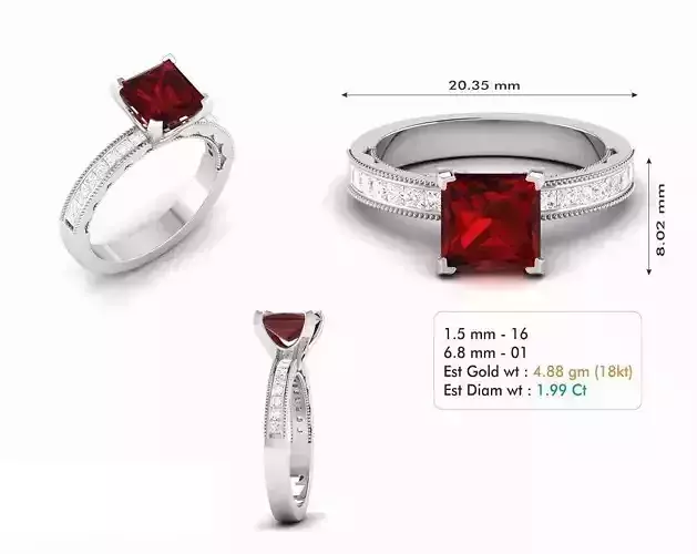 Silver Color Engagement Ring With Ruby 4