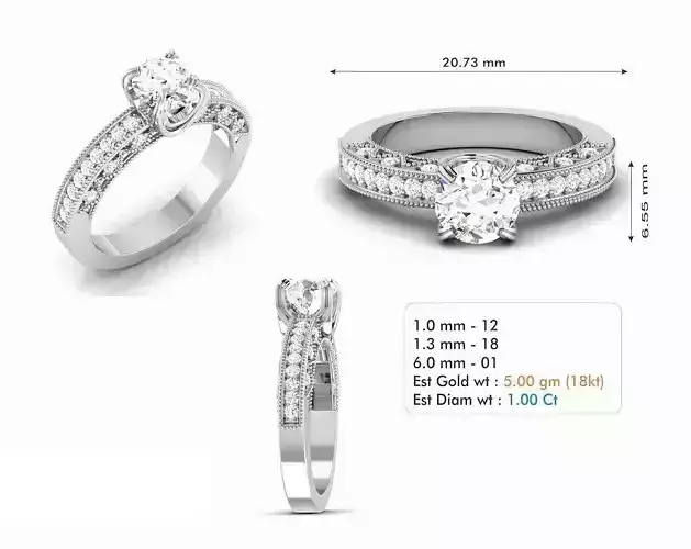 Silver Color Engagement Ring With Diamonds 39