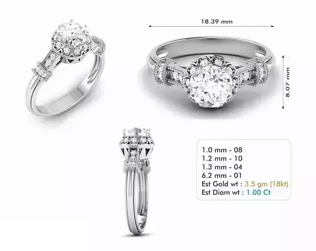 Round Engagement Ring With Diamonds 1