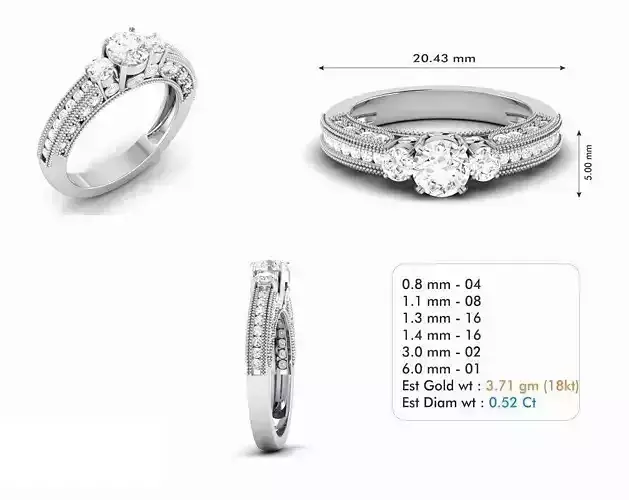 Silver Color Engagement Ring With Diamonds 40