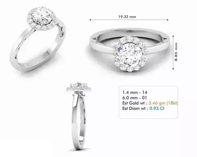 Round Halo Engagement Ring With Diamonds 13