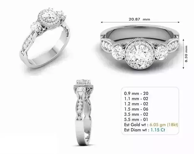 Silver Color Engagement Ring With Diamonds 41