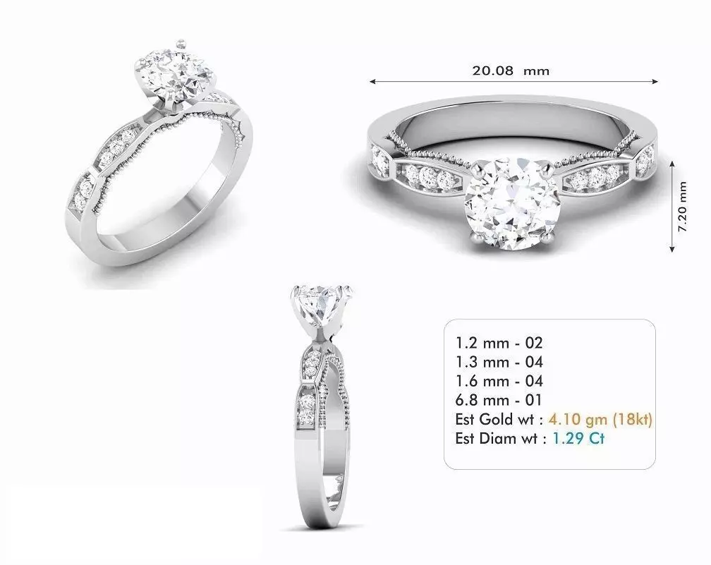 Thin Engagement Ring With Diamonds 16 3D print model_0