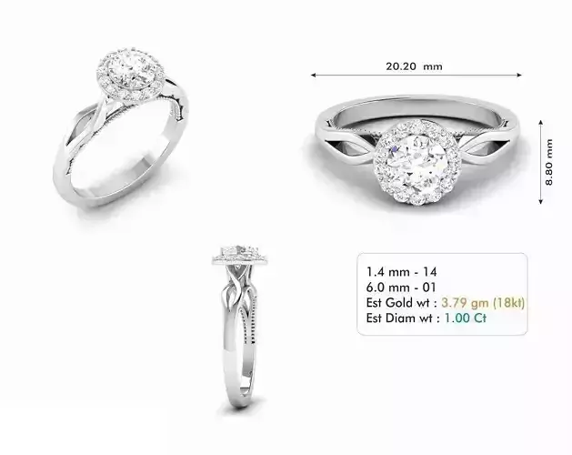 Round Halo Engagement Ring With Diamonds 15