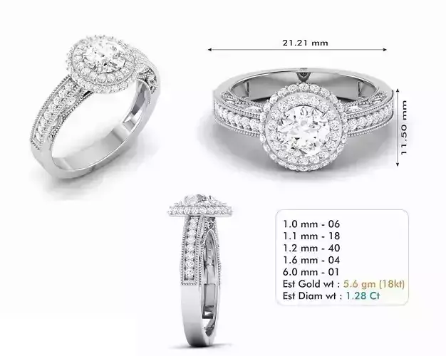 Round Halo Engagement Ring With Diamonds 17