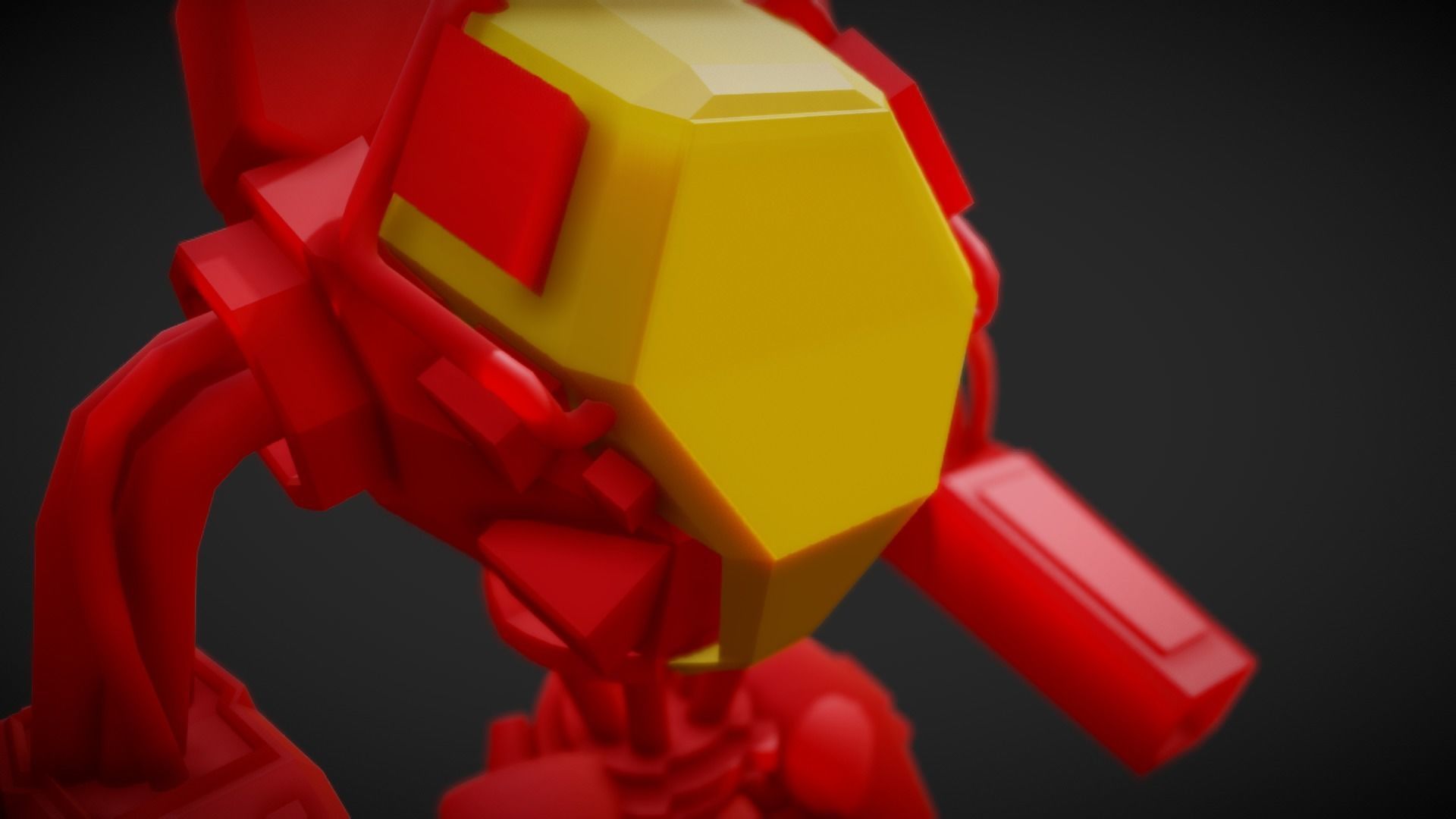 Red Mech Low-poly 3D model_1